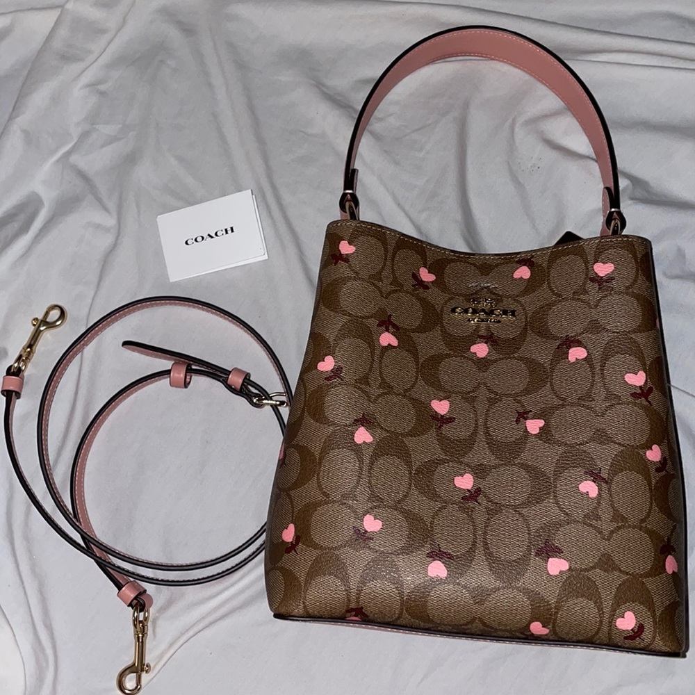 Coach Small Town Bucket Bag with Hearts